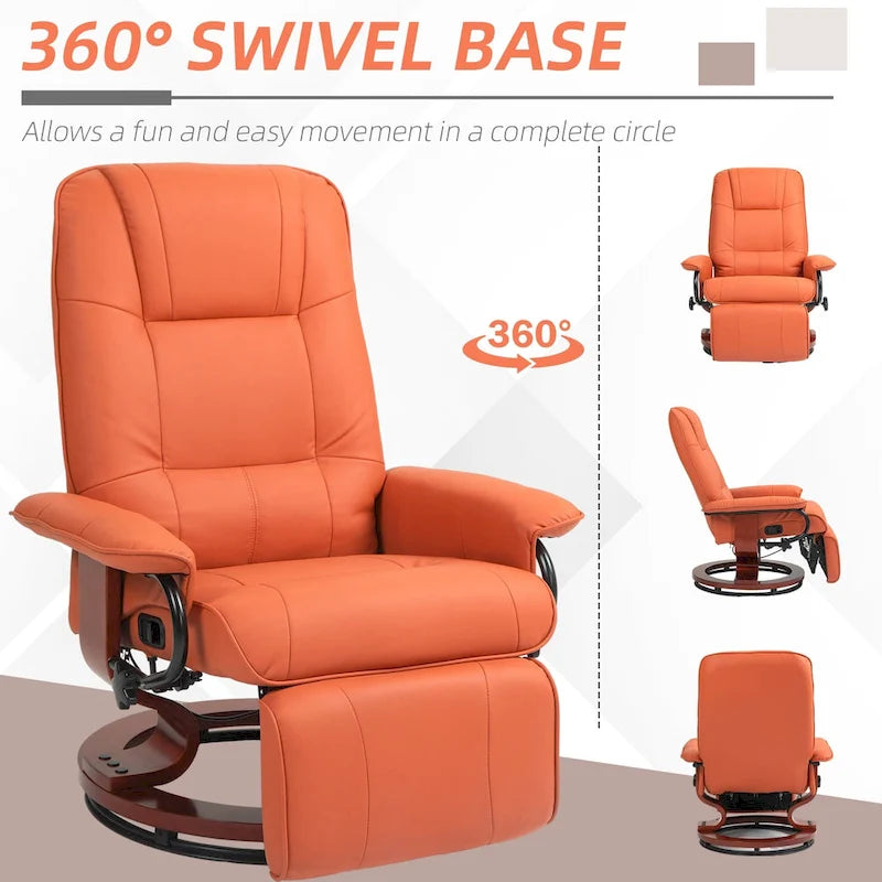 Faux Leather Adjustable Manual Swivel Base Recliner Chair