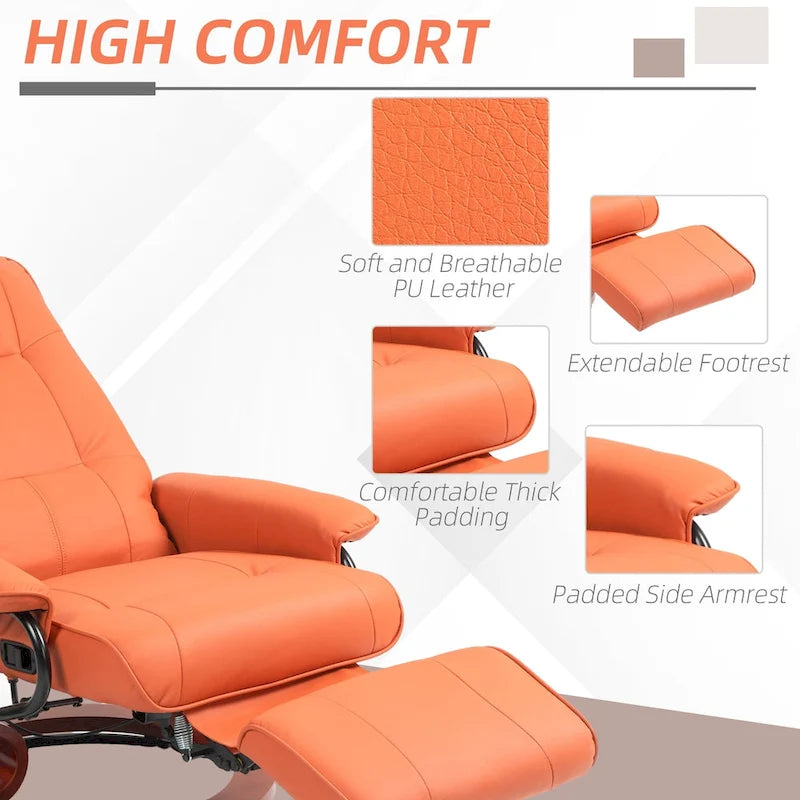 Faux Leather Adjustable Manual Swivel Base Recliner Chair