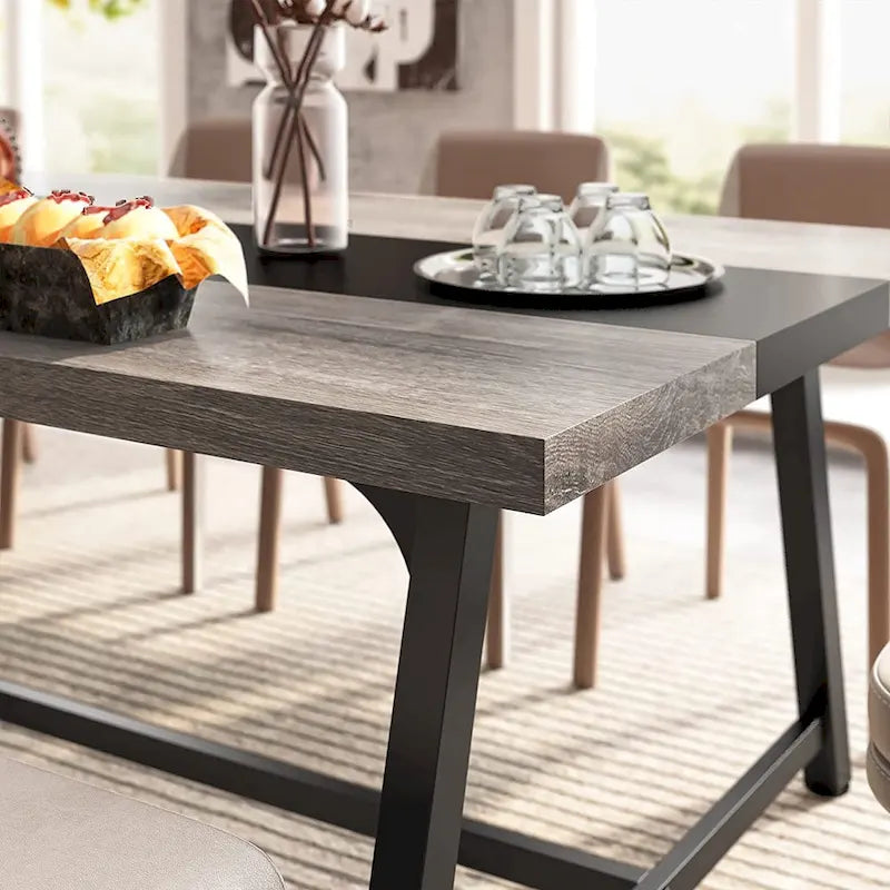 Dining Table for 8 People, 70.87-inch Rectangular Wood Kitchen Table