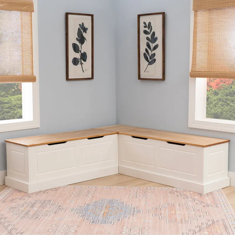 L-Shaped Backless Breakfast Nook Bench with Hidden Storage