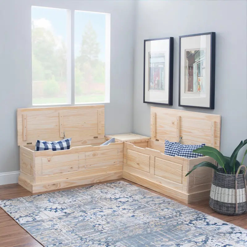 L-Shaped Backless Breakfast Nook Bench with Hidden Storage