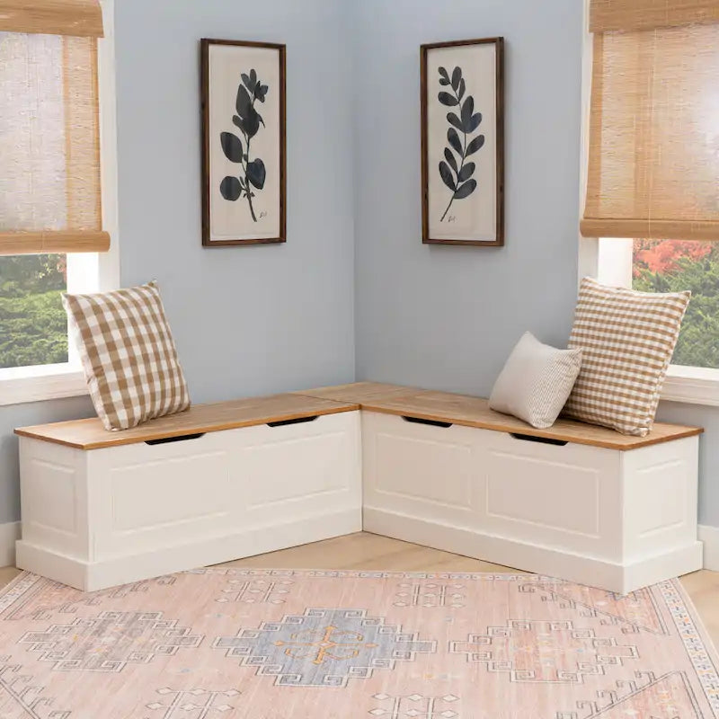 L-Shaped Backless Breakfast Nook Bench with Hidden Storage