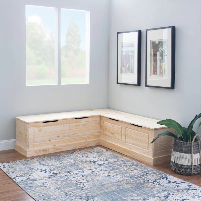 L-Shaped Backless Breakfast Nook Bench with Hidden Storage