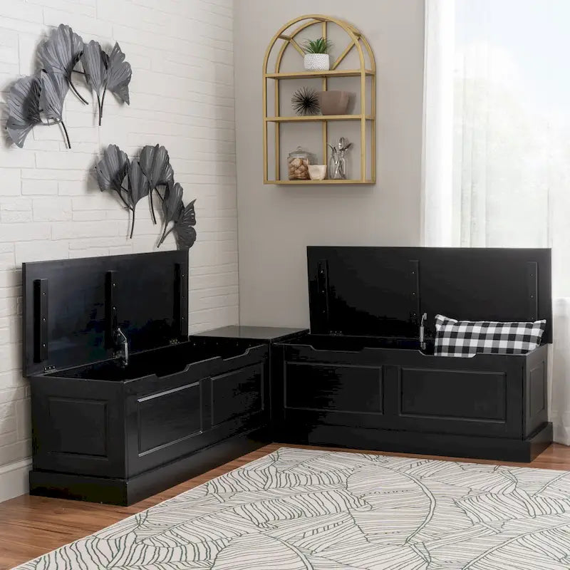 L-Shaped Backless Breakfast Nook Bench with Hidden Storage