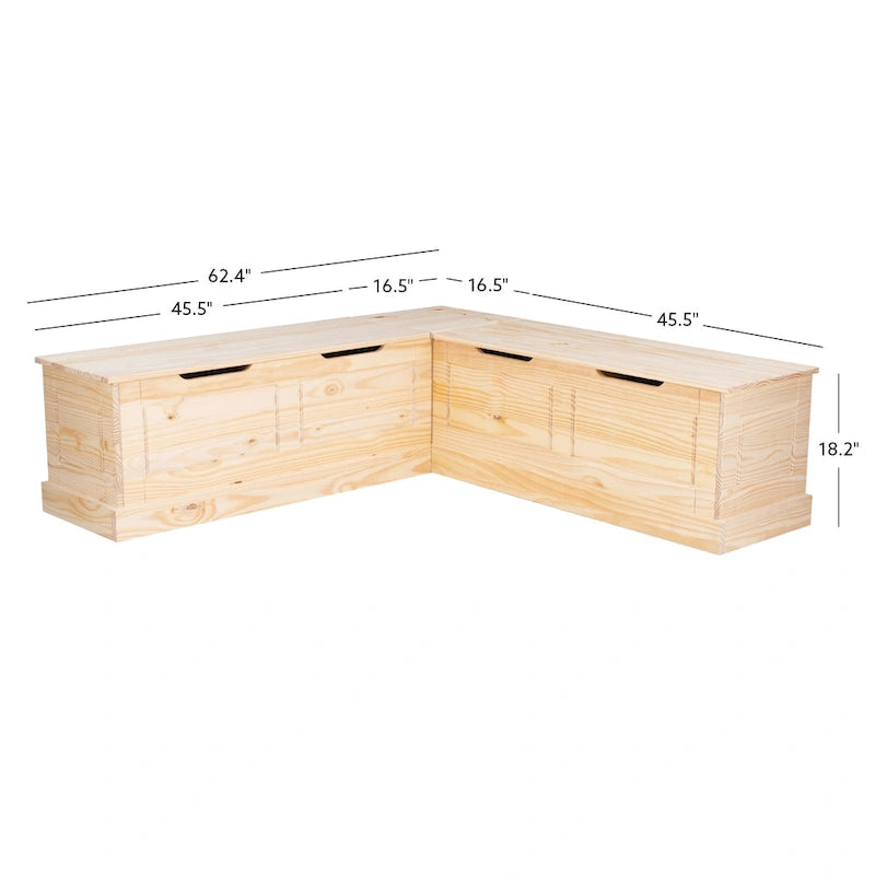 L-Shaped Backless Breakfast Nook Bench with Hidden Storage
