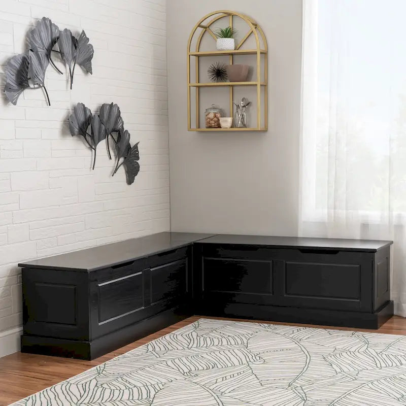 L-Shaped Backless Breakfast Nook Bench with Hidden Storage