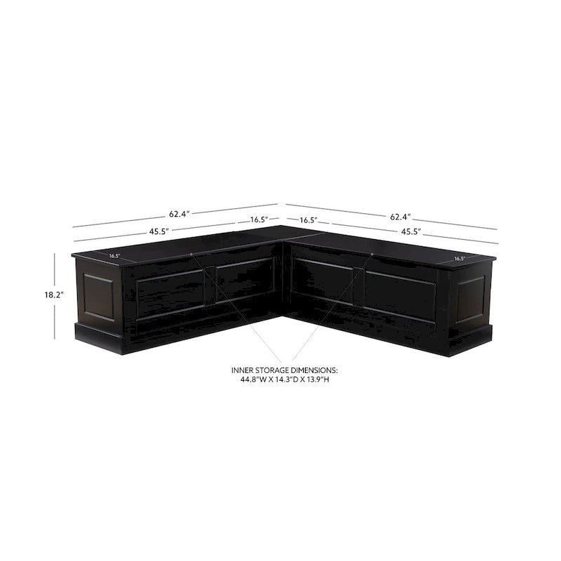 L-Shaped Backless Breakfast Nook Bench with Hidden Storage
