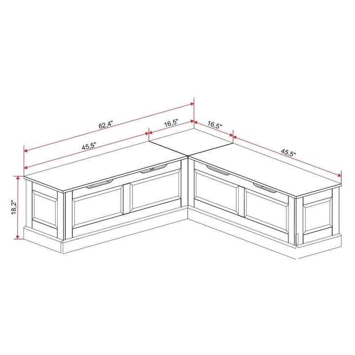 L-Shaped Backless Breakfast Nook Bench with Hidden Storage