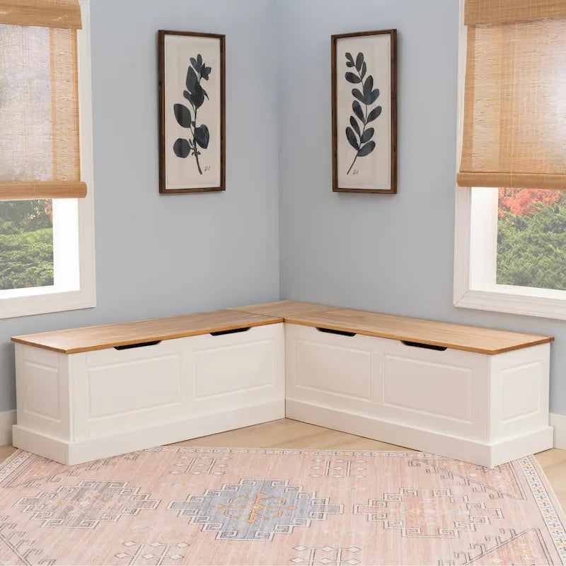 L-Shaped Backless Breakfast Nook Bench with Hidden Storage