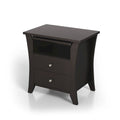 Table de chevet en bois de style transitionnel à 2 tiroirs avec tablette coulissante