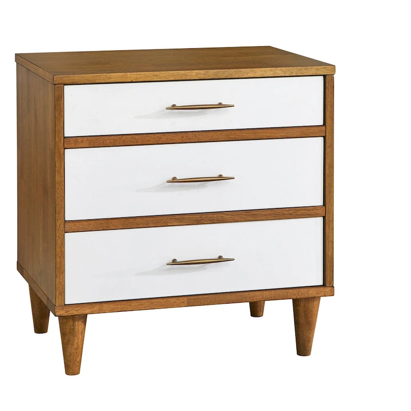 3-Drawer Retro Nightstand with Metal Glides