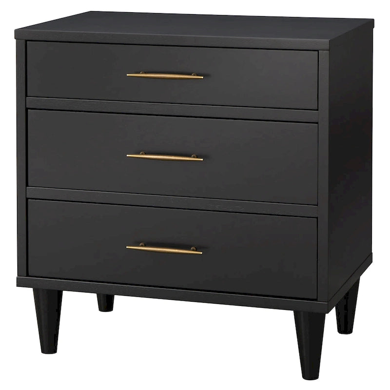 3-Drawer Retro Nightstand with Metal Glides
