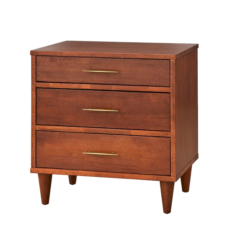 3-Drawer Retro Nightstand with Metal Glides