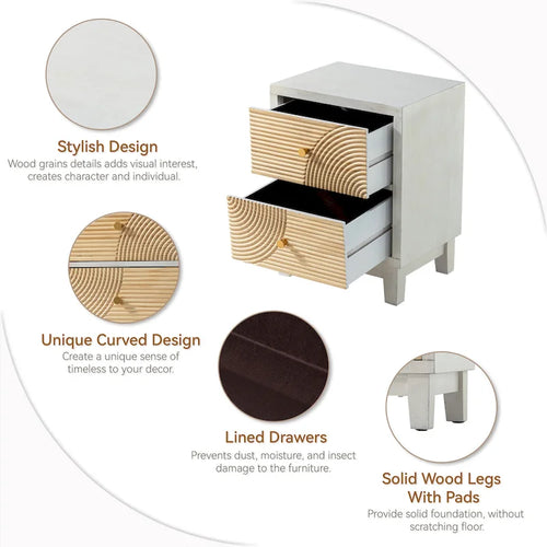 3-Drawer Farmhouse Dresser with Wood Ring Motif, Natural Wood Finish