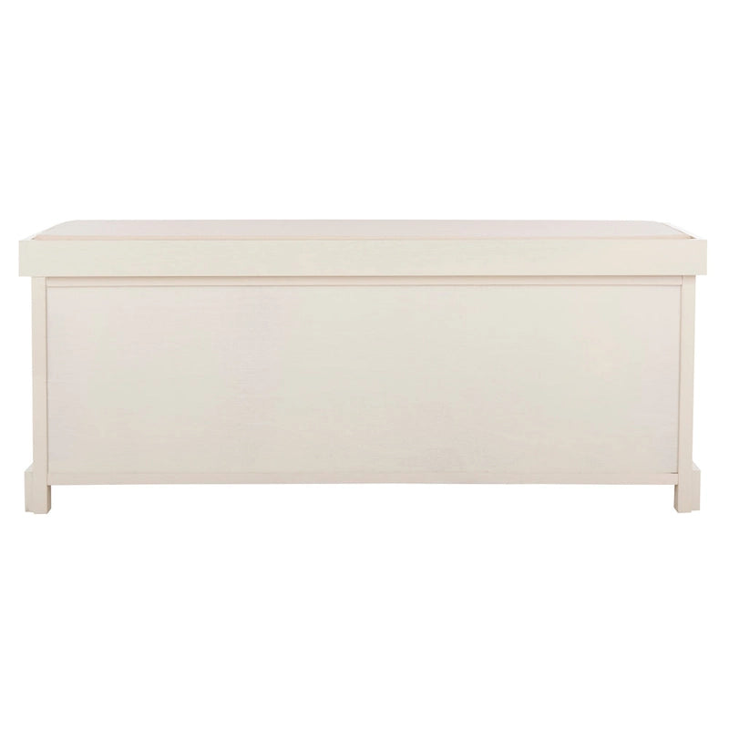 Grey/White Storage Bench with Woven Baskets - 47x16x20