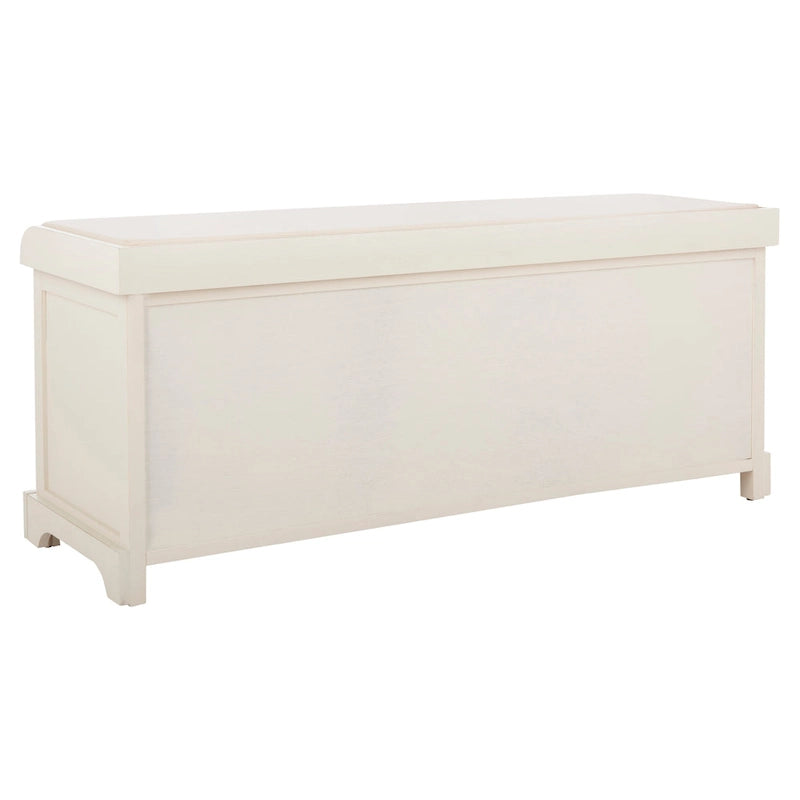 Grey/White Storage Bench with Woven Baskets - 47x16x20
