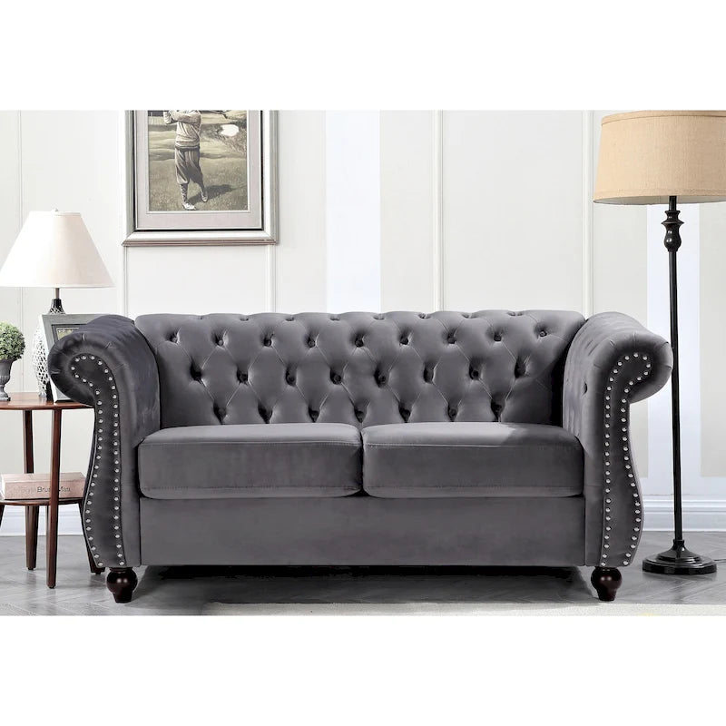 Kemos Velvet Chesterfield Loveseat