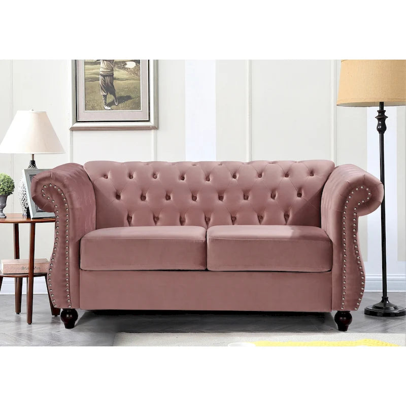 Kemos Velvet Chesterfield Loveseat