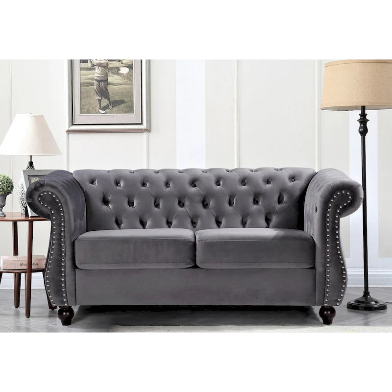 Kemos Velvet Chesterfield Loveseat