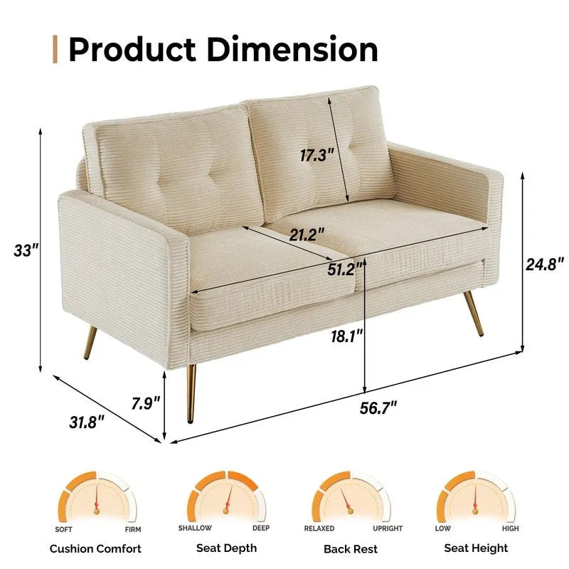 VINGLI 56 Modern Loveseat