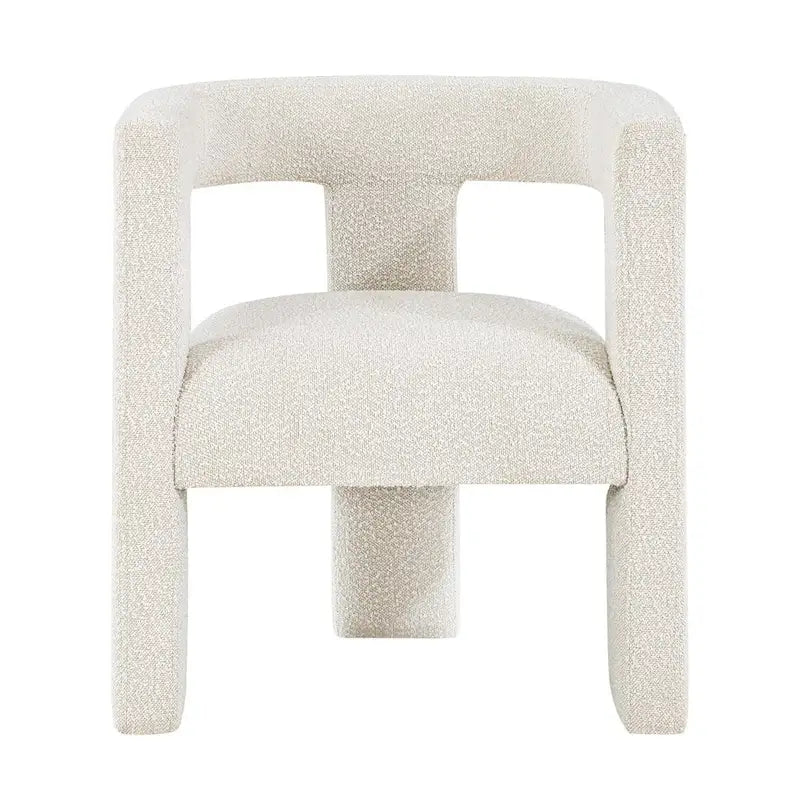 Upholstered Accent Side Chair - Boucle Fabric, Three-Leg Base