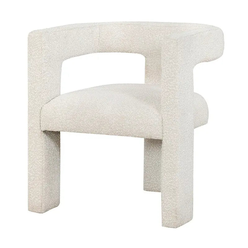 Upholstered Accent Side Chair - Boucle Fabric, Three-Leg Base