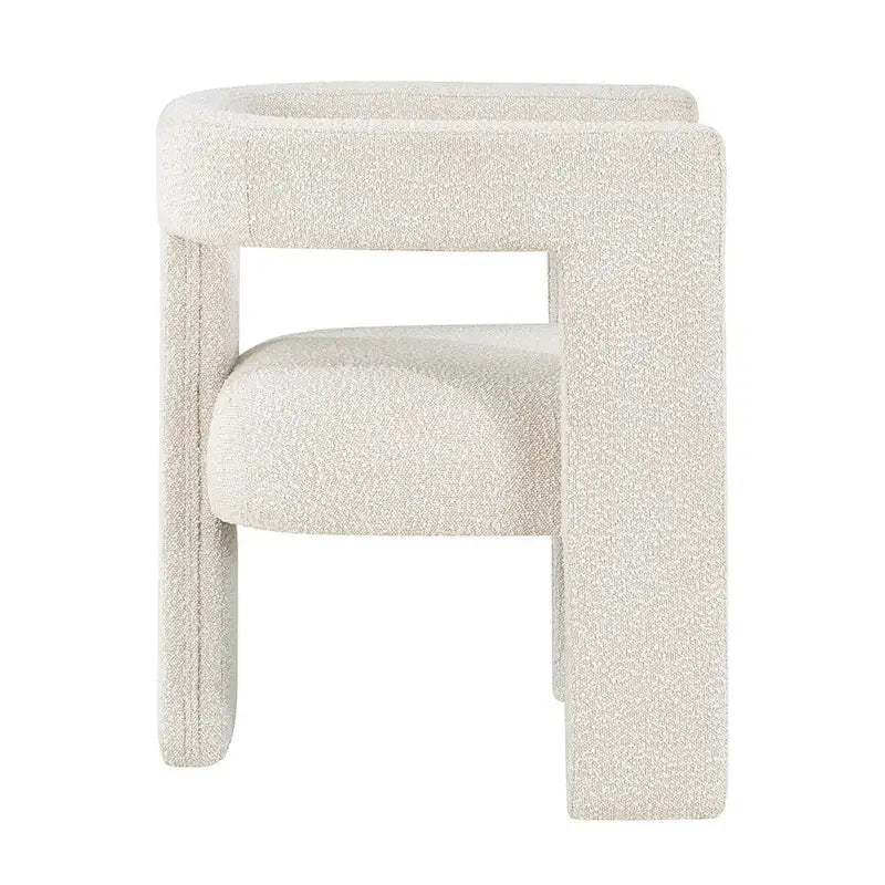 Upholstered Accent Side Chair - Boucle Fabric, Three-Leg Base