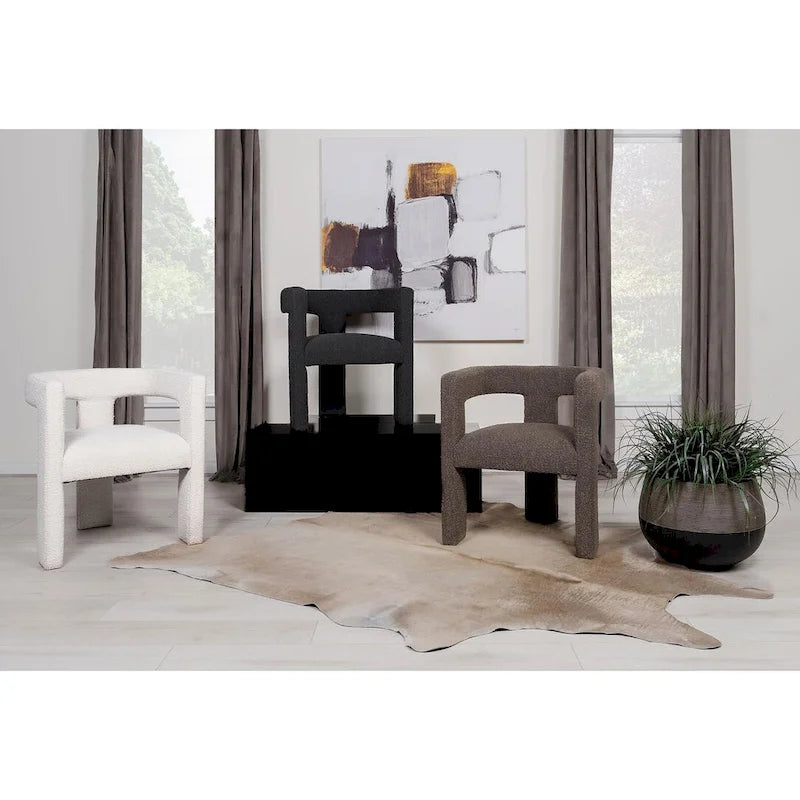 Upholstered Accent Side Chair - Boucle Fabric, Three-Leg Base
