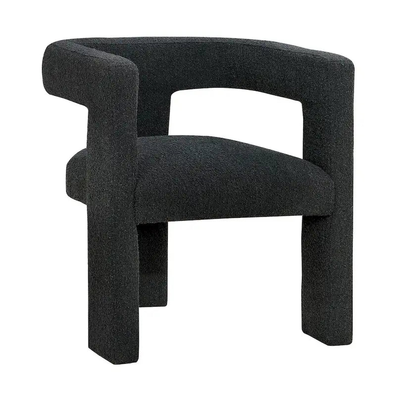 Upholstered Accent Side Chair - Boucle Fabric, Three-Leg Base
