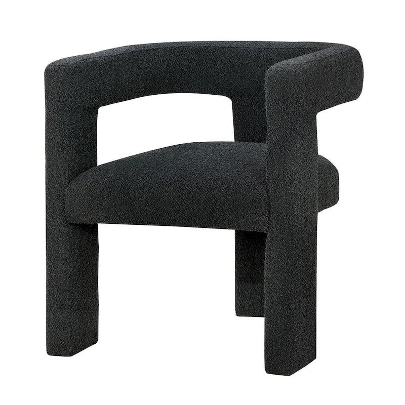 Upholstered Accent Side Chair - Boucle Fabric, Three-Leg Base