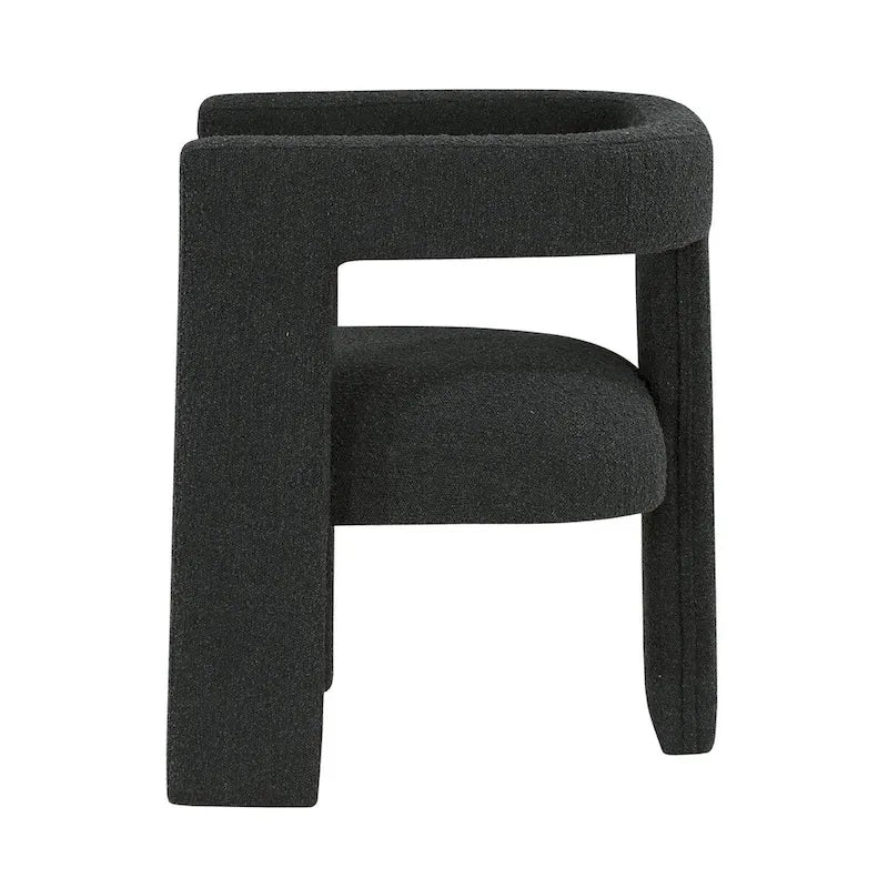 Upholstered Accent Side Chair - Boucle Fabric, Three-Leg Base