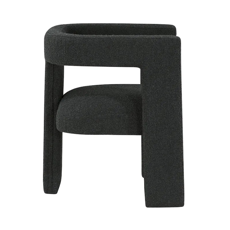 Upholstered Accent Side Chair - Boucle Fabric, Three-Leg Base
