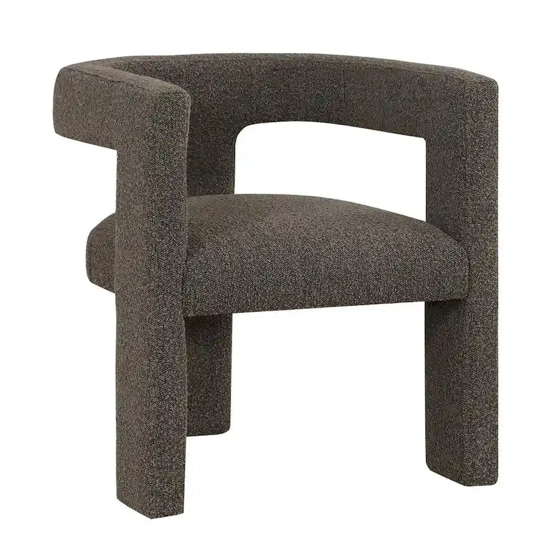 Upholstered Accent Side Chair - Boucle Fabric, Three-Leg Base