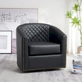 29-Inch Tufted PU Leather Swivel Barrel Chair