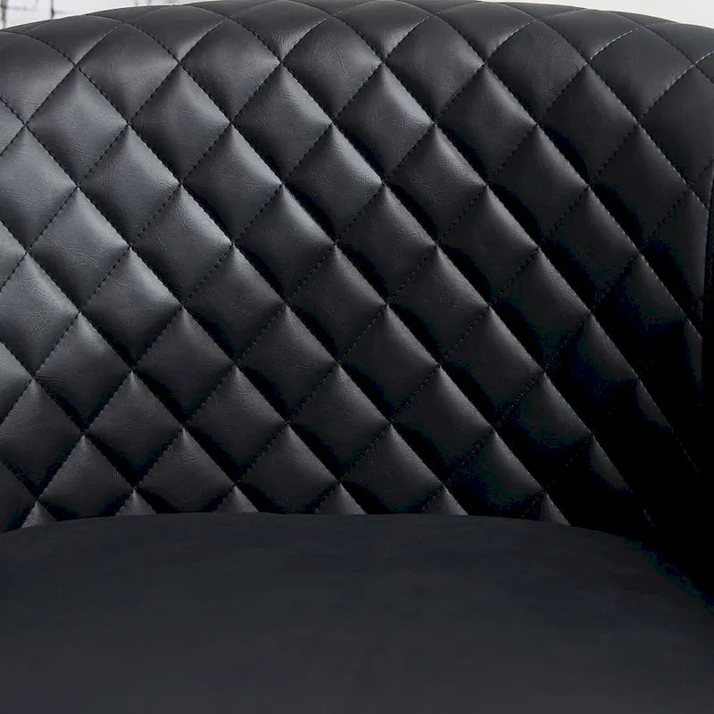29-Inch Tufted PU Leather Swivel Barrel Chair