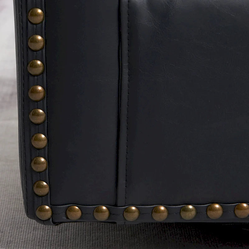 29-Inch Tufted PU Leather Swivel Barrel Chair
