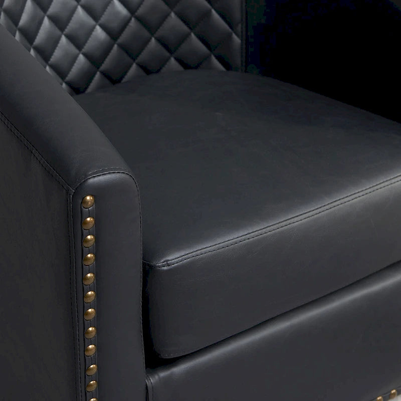 29-Inch Tufted PU Leather Swivel Barrel Chair