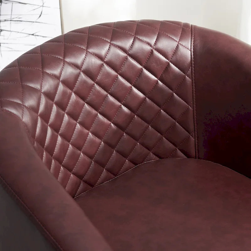 29-Inch Tufted PU Leather Swivel Barrel Chair