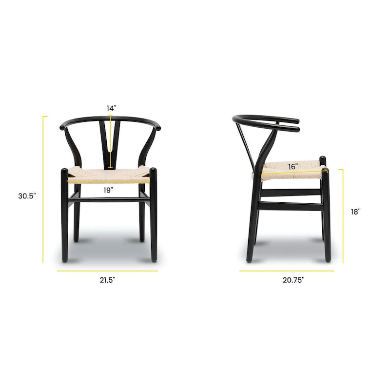 Poly & Bark Weave Chairs - Solid Wood Frame (Set of 2)
