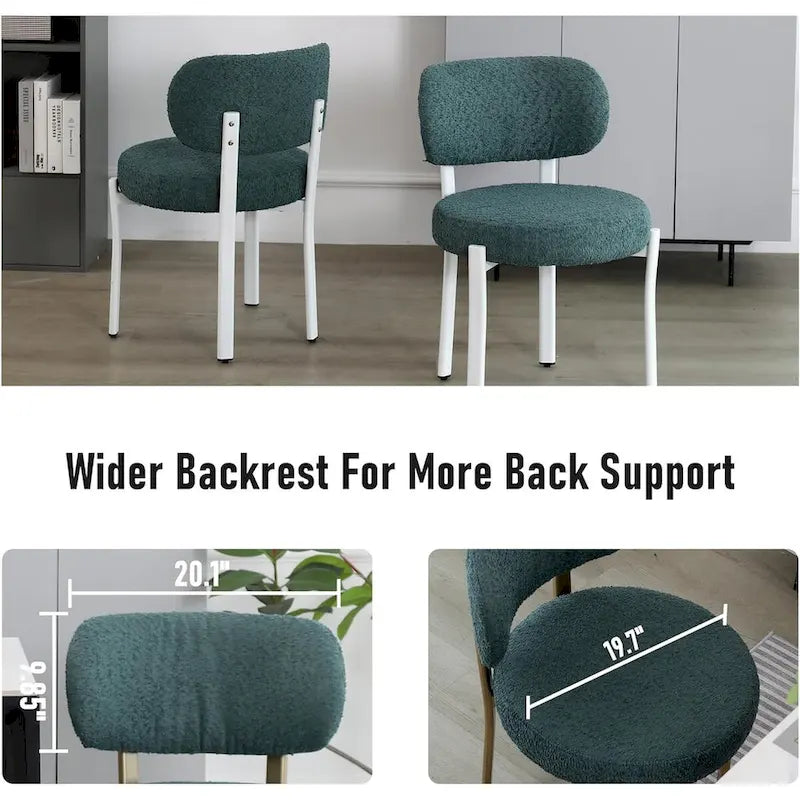 Upholstered Modern Boucle Dining Chairs with White Metal Legs