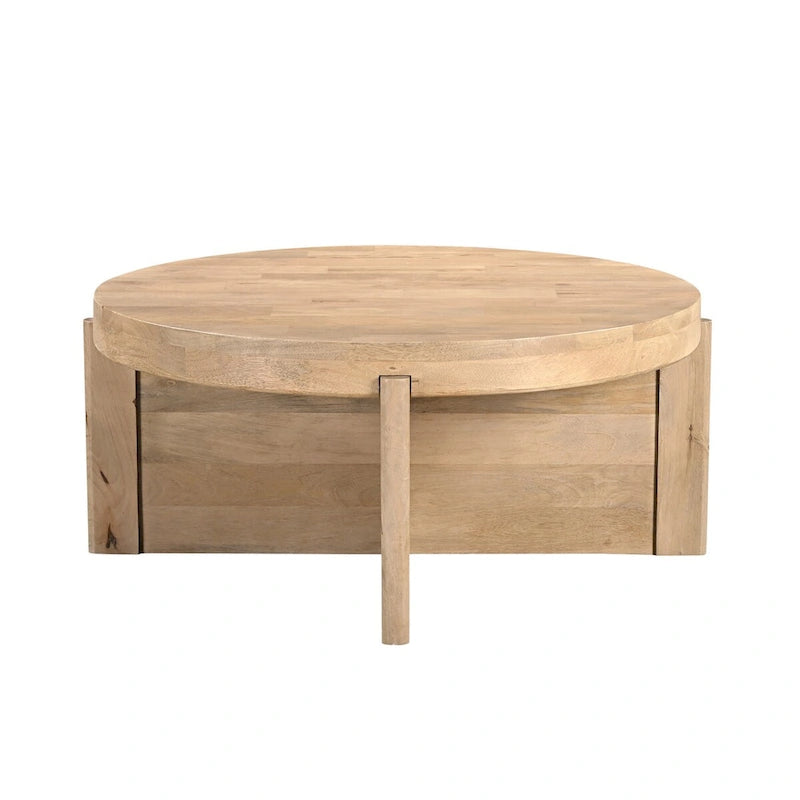 Round Solid Mango Wood Coffee Table