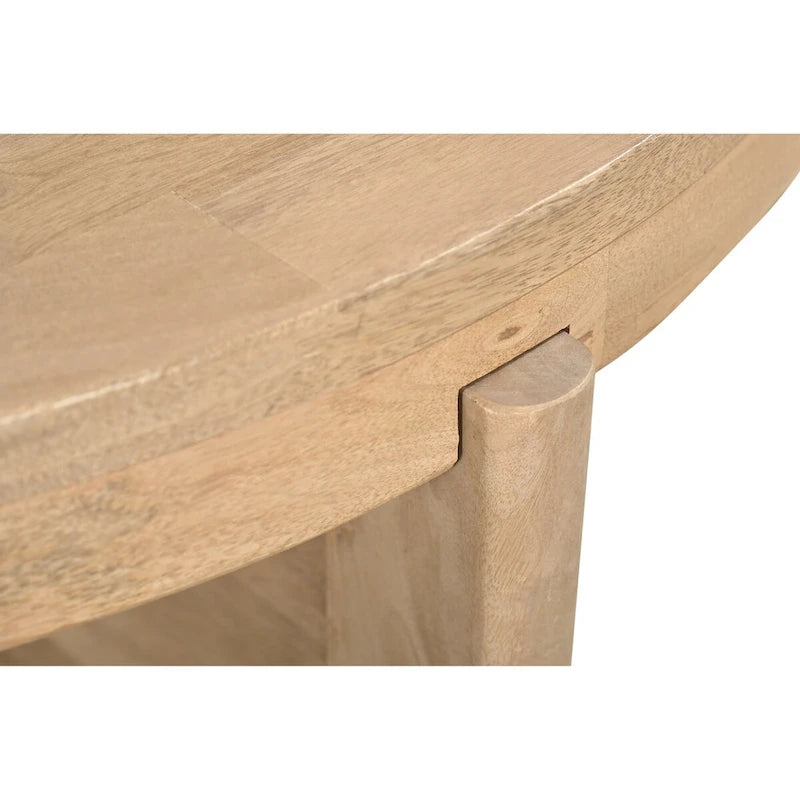 Round Solid Mango Wood Coffee Table