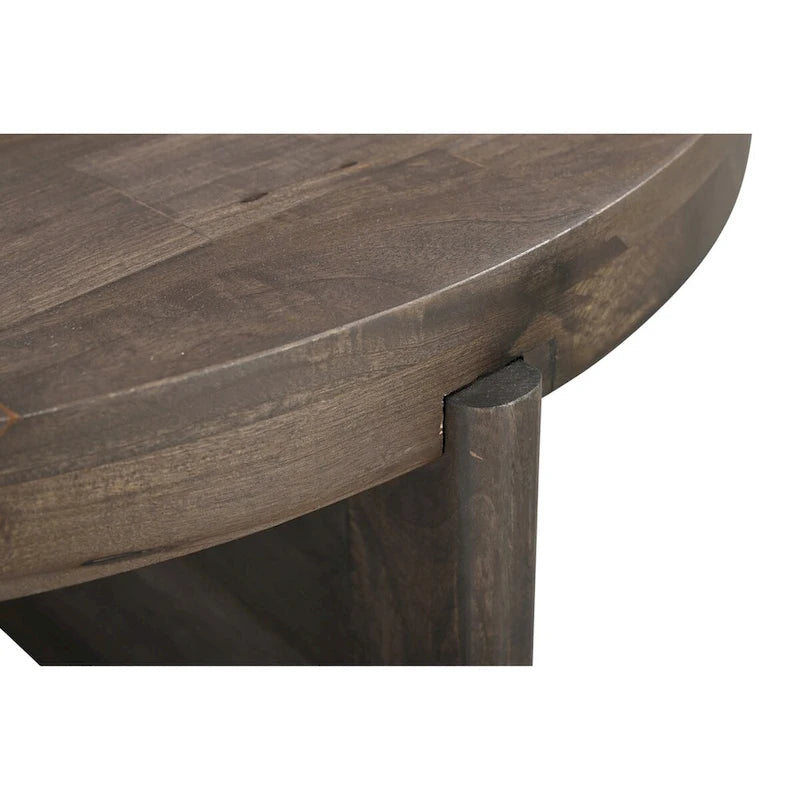 Round Solid Mango Wood Coffee Table